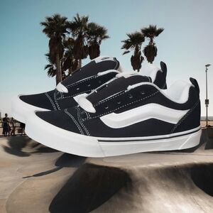 Vans Womens Size 6.5 Black and White Knu Skool Sneakers